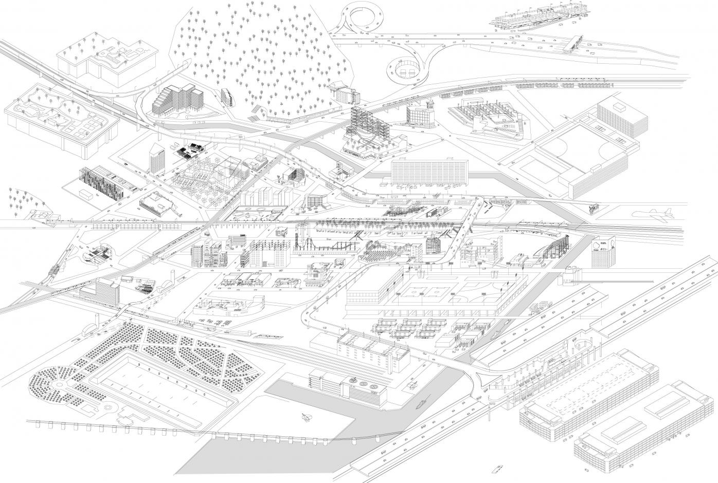 Vue axonométrique du projet UVW